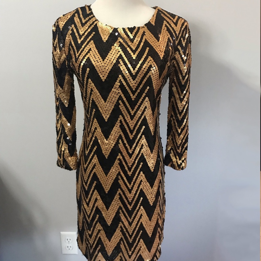 Black and Gold Sequin Dress NWOT